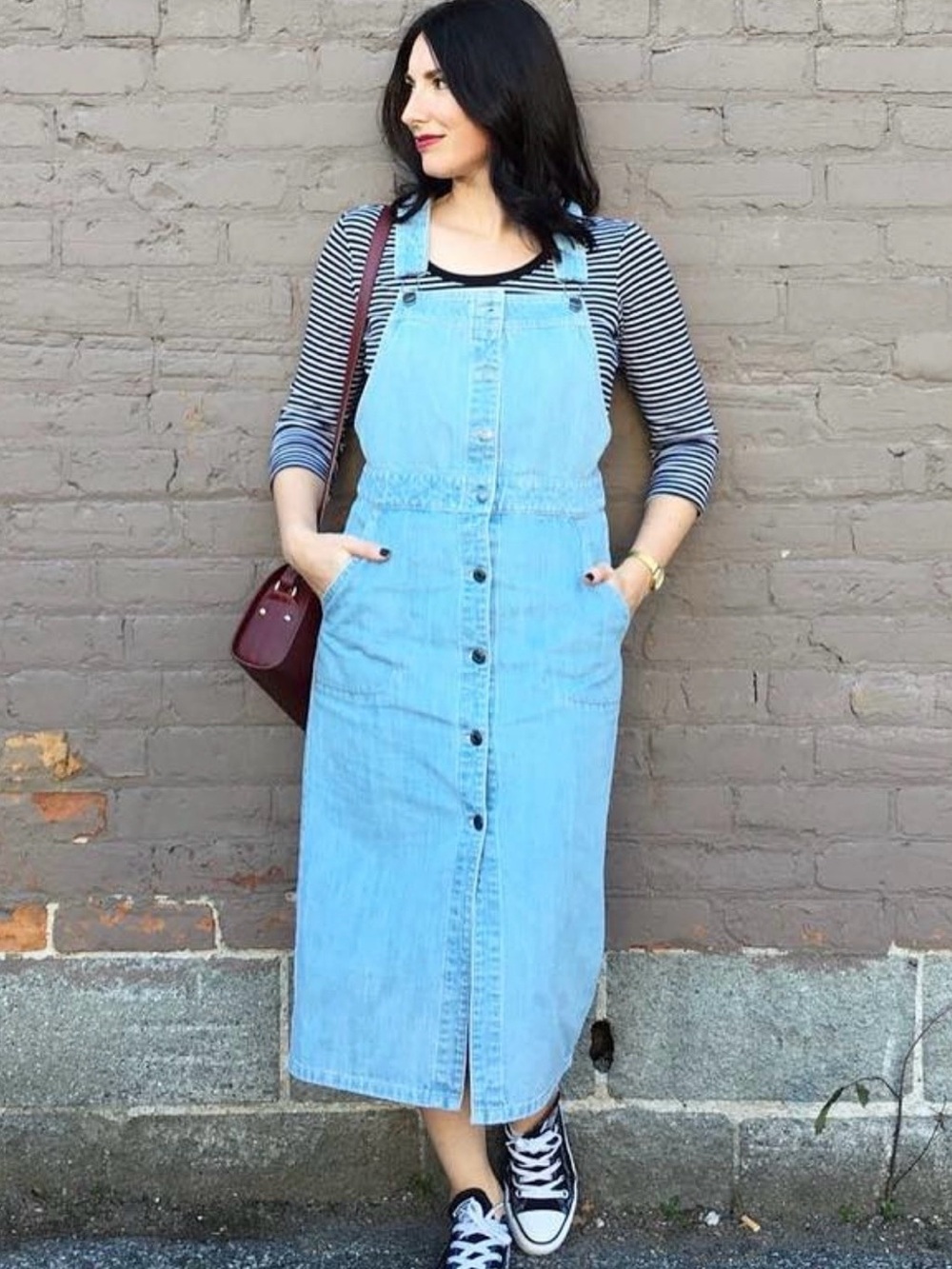 Dr. Denim - Denim Button-Front Overall Dress - Light Wash